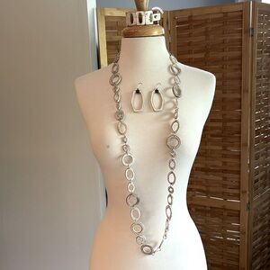 Leather necklace, bracelet and earrings set